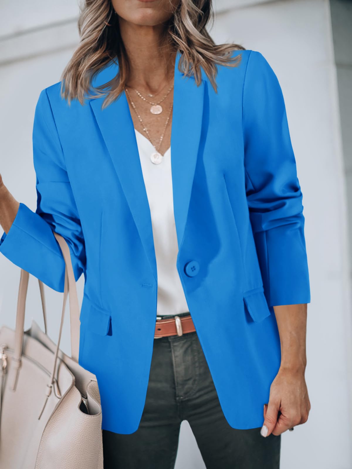Foto 5 pulgar | Blazer Cicy Bell Para Mujer, Casual, Con Frente Abierto, Trabajo Y Oficina, Azul - Venta Internacional.