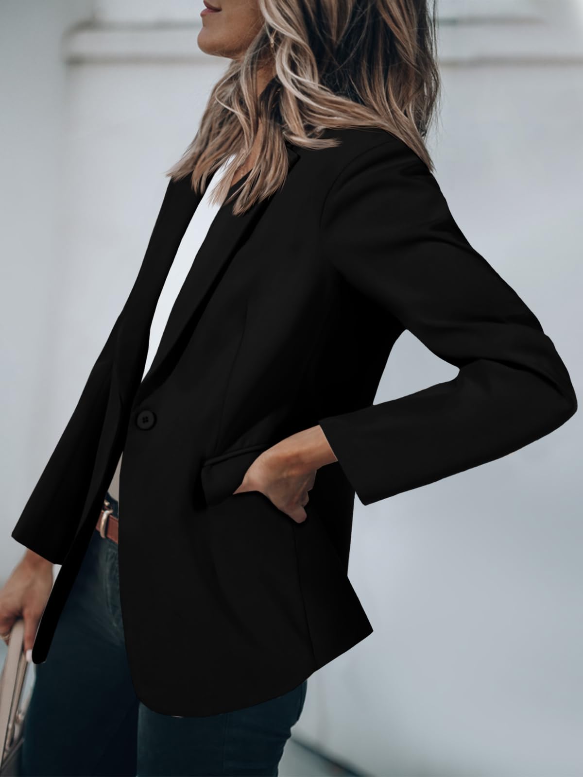Foto 4 pulgar | Blazer Cicy Bell Para Mujer, Casual, Con Frente Abierto, Manga Larga, Color Negro - Venta Internacional.