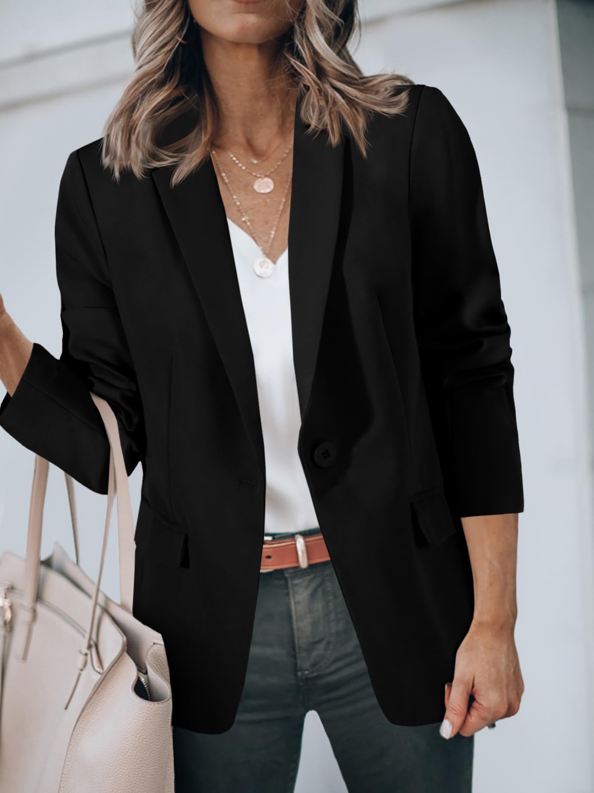 Foto 5 pulgar | Blazer Cicy Bell Para Mujer, Casual, Con Frente Abierto, Manga Larga, Color Negro - Venta Internacional.