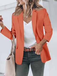 Foto 2 | Blazer Cicy Bell Para Mujer, Casual, Con Parte Delantera Abierta, Poliéster Naranja - Venta Internacional.