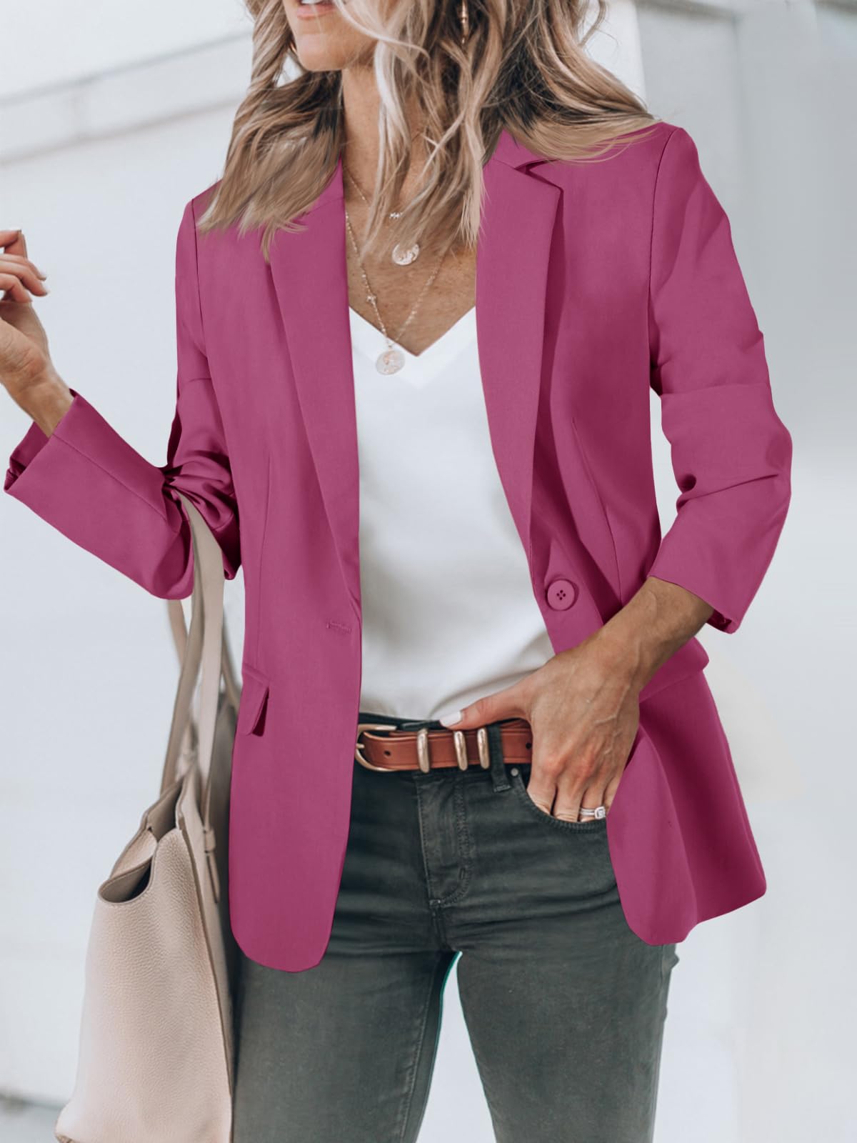 Foto 3 pulgar | Blazer Cicy Bell Para Mujer, Casual, Con Frente Abierto, Trabajo Y Oficina, Color Morado - Venta Internacional.