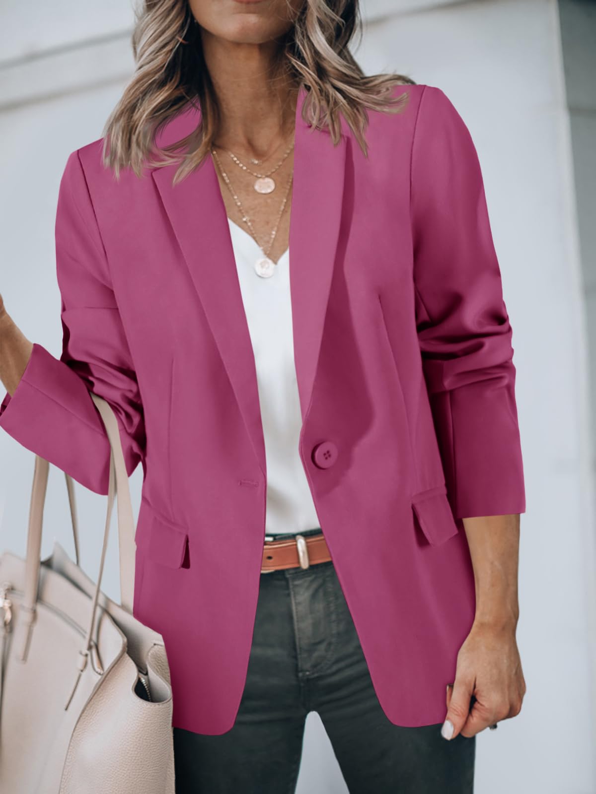Foto 5 pulgar | Blazer Cicy Bell Para Mujer, Casual, Con Frente Abierto, Trabajo Y Oficina, Color Morado - Venta Internacional.