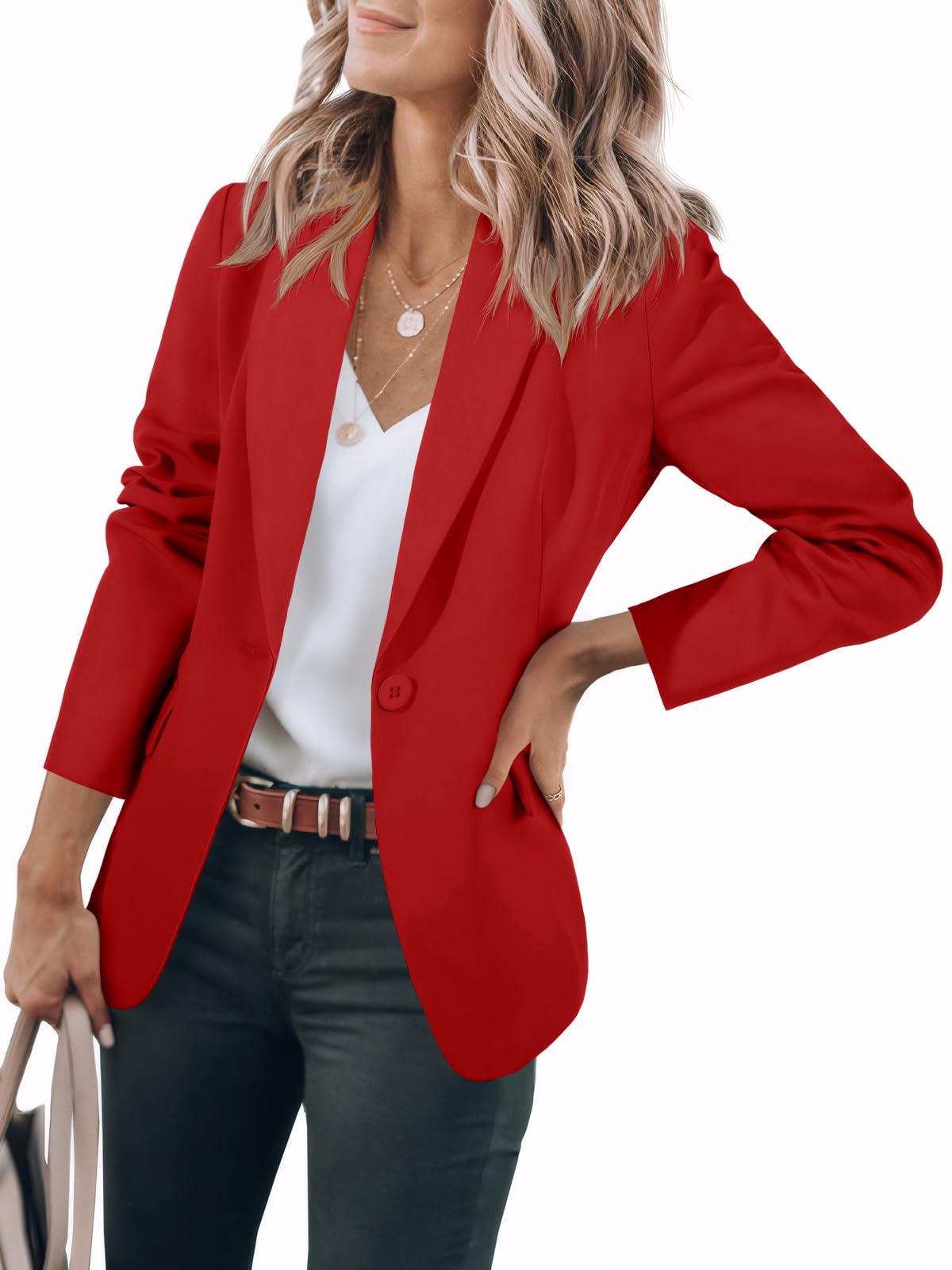 Foto 2 pulgar | Blazer Cicy Bell Para Mujer, Casual, Con Frente Abierto, Rojo, Oficina De Trabajo - Venta Internacional.
