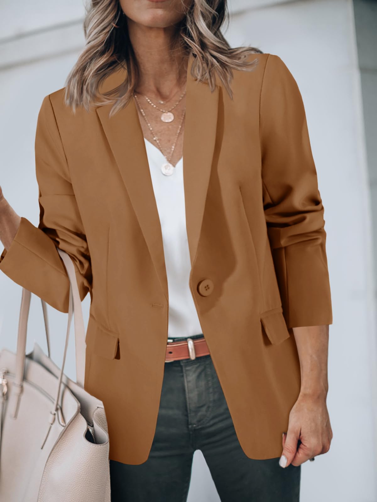 Foto 5 pulgar | Blazer Cicy Bell Para Mujer, Casual, Con Frente Abierto, Oficina, Marrón - Venta Internacional.