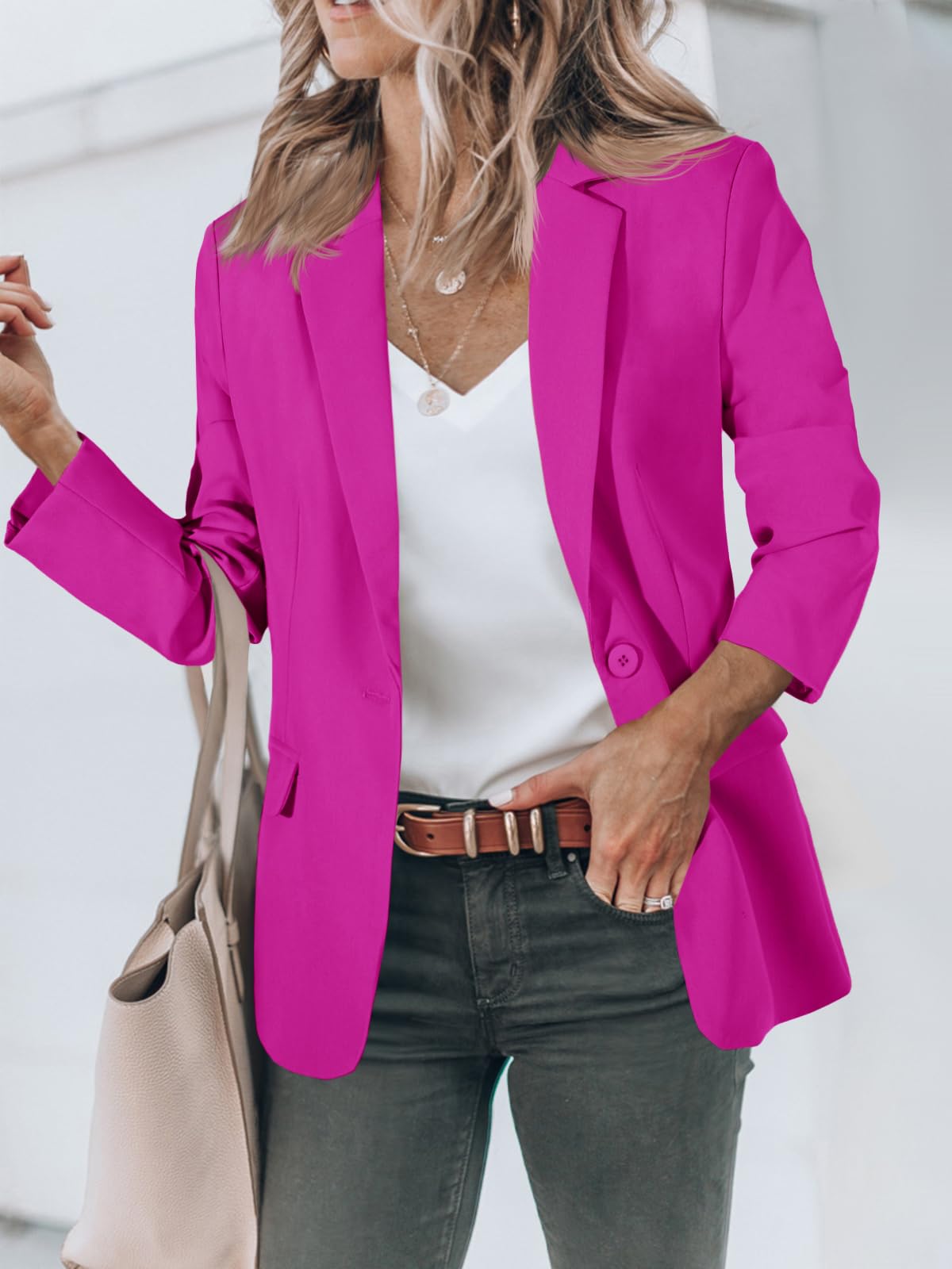 Foto 3 pulgar | Blazer Cicy Bell Para Mujer, Casual, Con Frente Abierto, Manga Larga, Rojo - Venta Internacional.