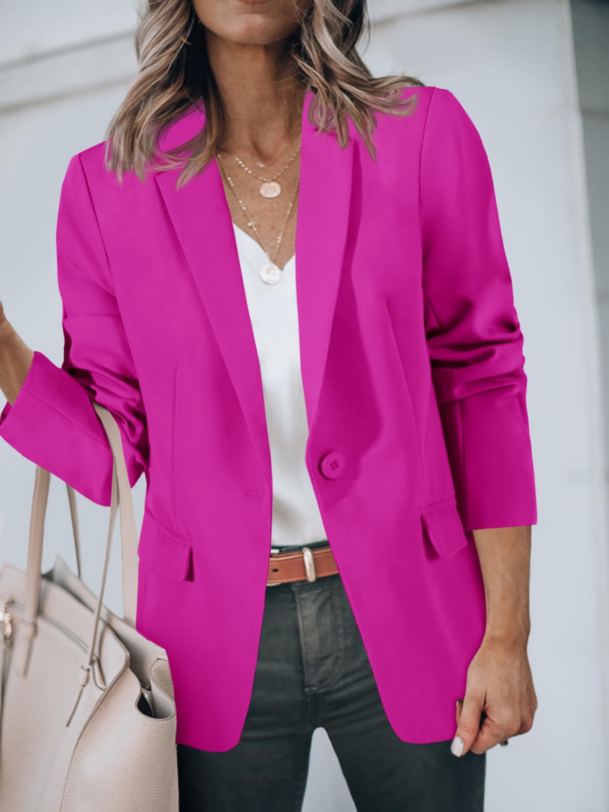Foto 5 pulgar | Blazer Cicy Bell Para Mujer, Casual, Con Frente Abierto, Manga Larga, Rojo - Venta Internacional.