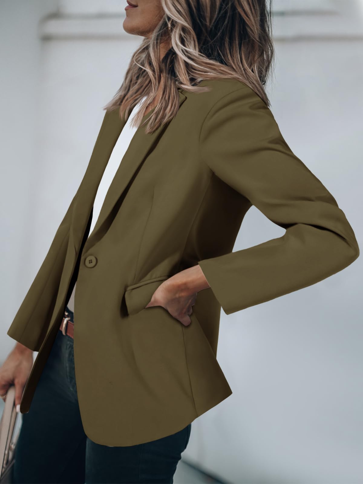 Foto 4 pulgar | Blazer Cicy Bell Para Mujer, Casual, Frente Abierto, Manga Larga, Verde - Venta Internacional.