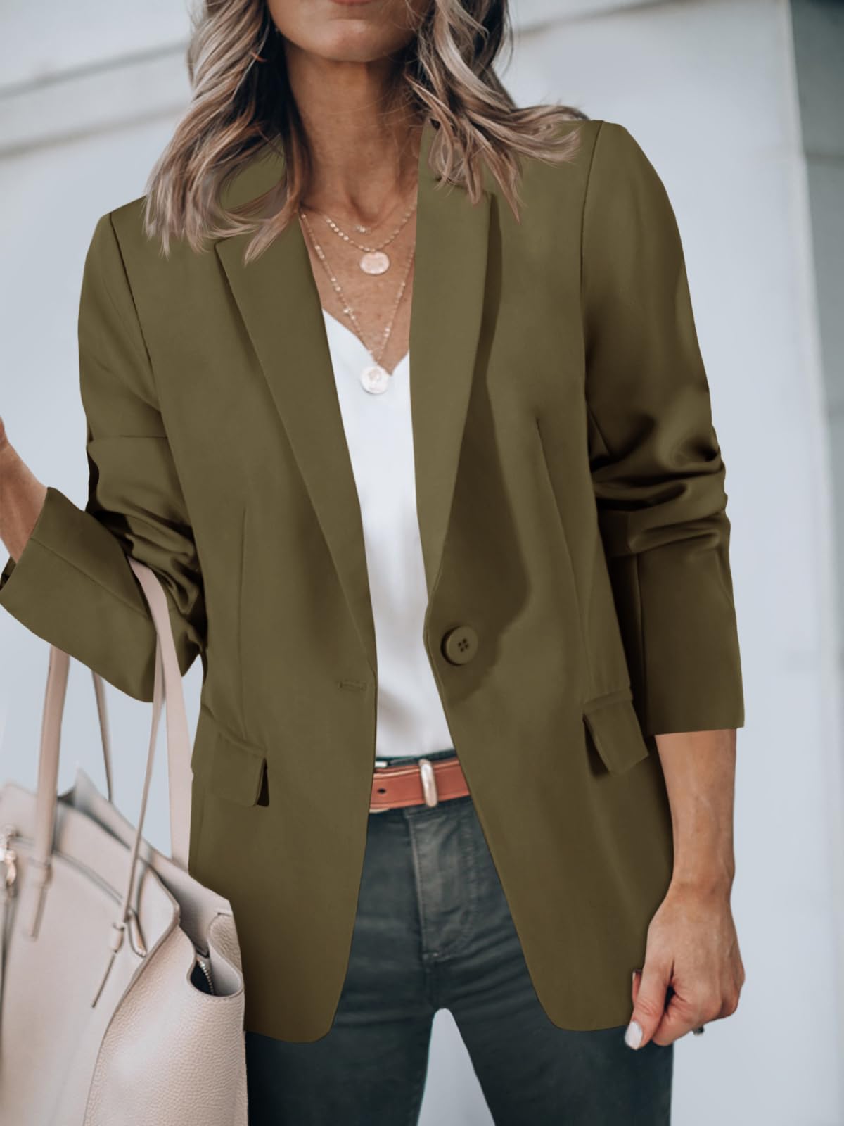 Foto 5 pulgar | Blazer Cicy Bell Para Mujer, Casual, Frente Abierto, Manga Larga, Verde - Venta Internacional.