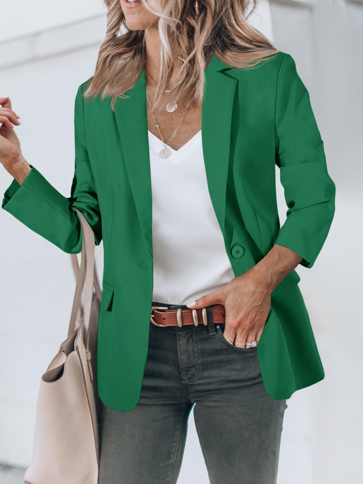 Foto 2 | Blazer Cicy Bell Para Mujer, Casual, Frente Abierto, Manga Larga, Verde - Venta Internacional.