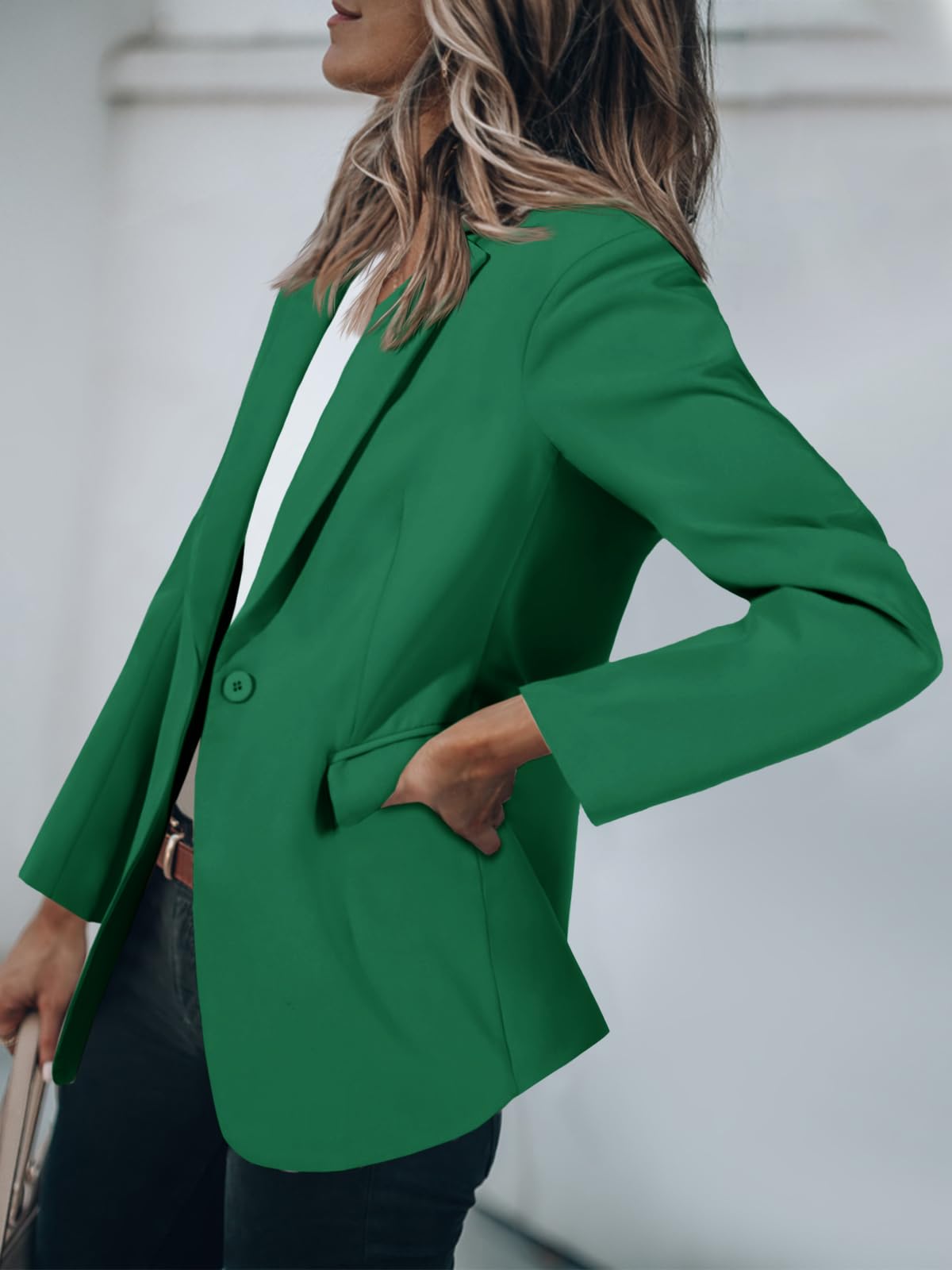 Foto 4 pulgar | Blazer Cicy Bell Para Mujer, Casual, Frente Abierto, Manga Larga, Verde - Venta Internacional.