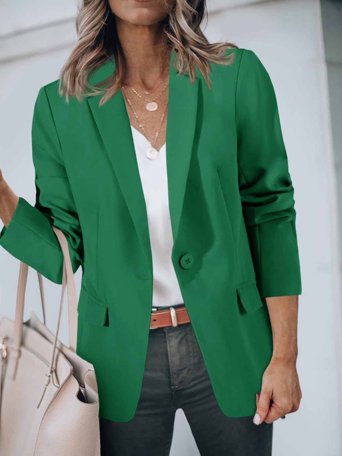 Foto 5 pulgar | Blazer Cicy Bell Para Mujer, Casual, Frente Abierto, Manga Larga, Verde - Venta Internacional.