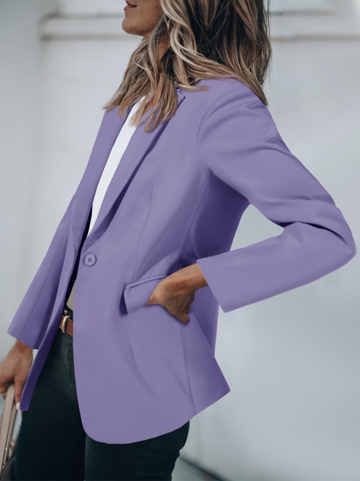 Foto 4 pulgar | Blazer Cicy Bell Para Mujer, Casual, Con Frente Abierto, Oficina, Azul Y Morado - Venta Internacional.