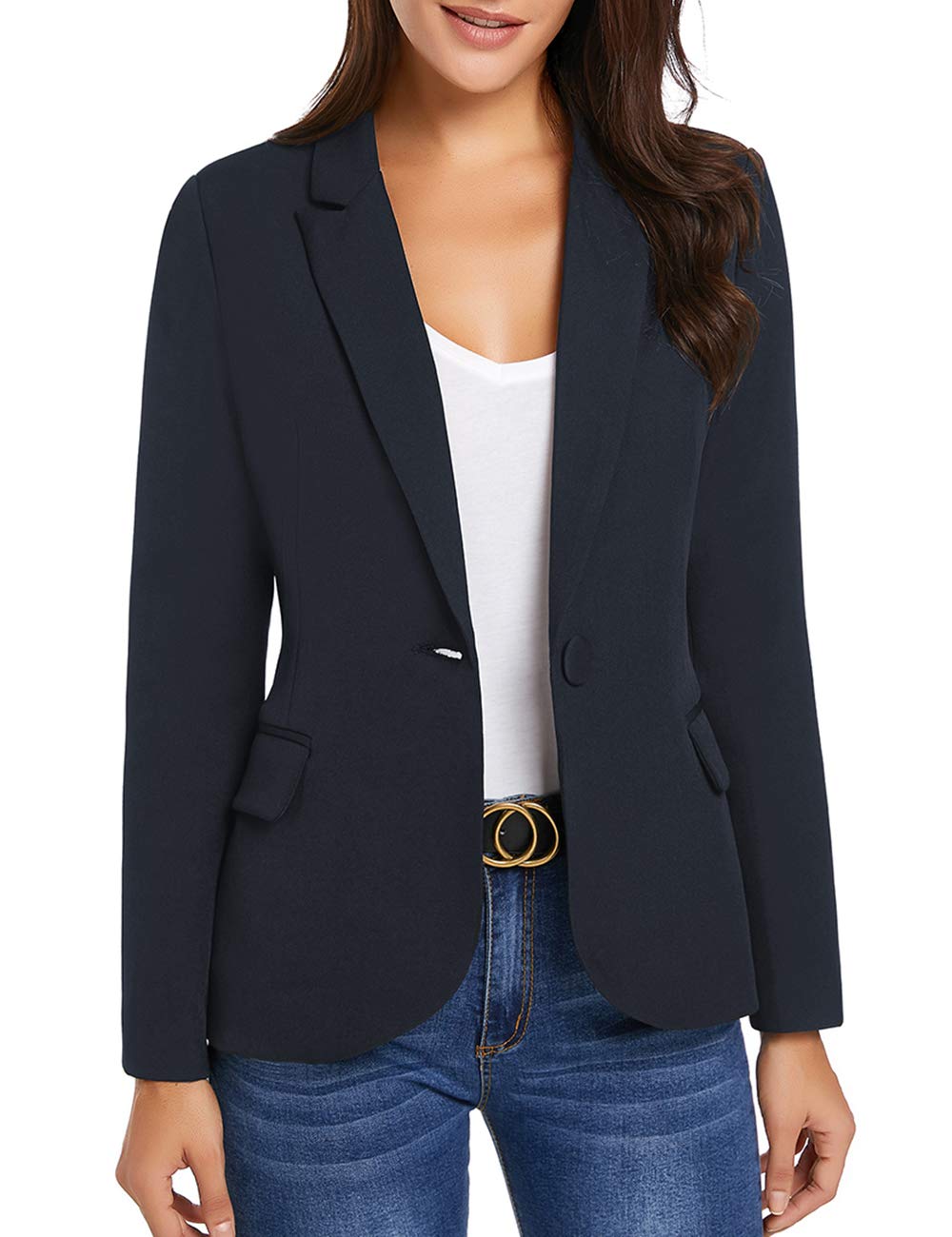 Foto 4 pulgar | Chaqueta Blazer Luvamia Para Mujer Con Solapa Con Muescas, Color Azul Claro, Talla L - Venta Internacional.