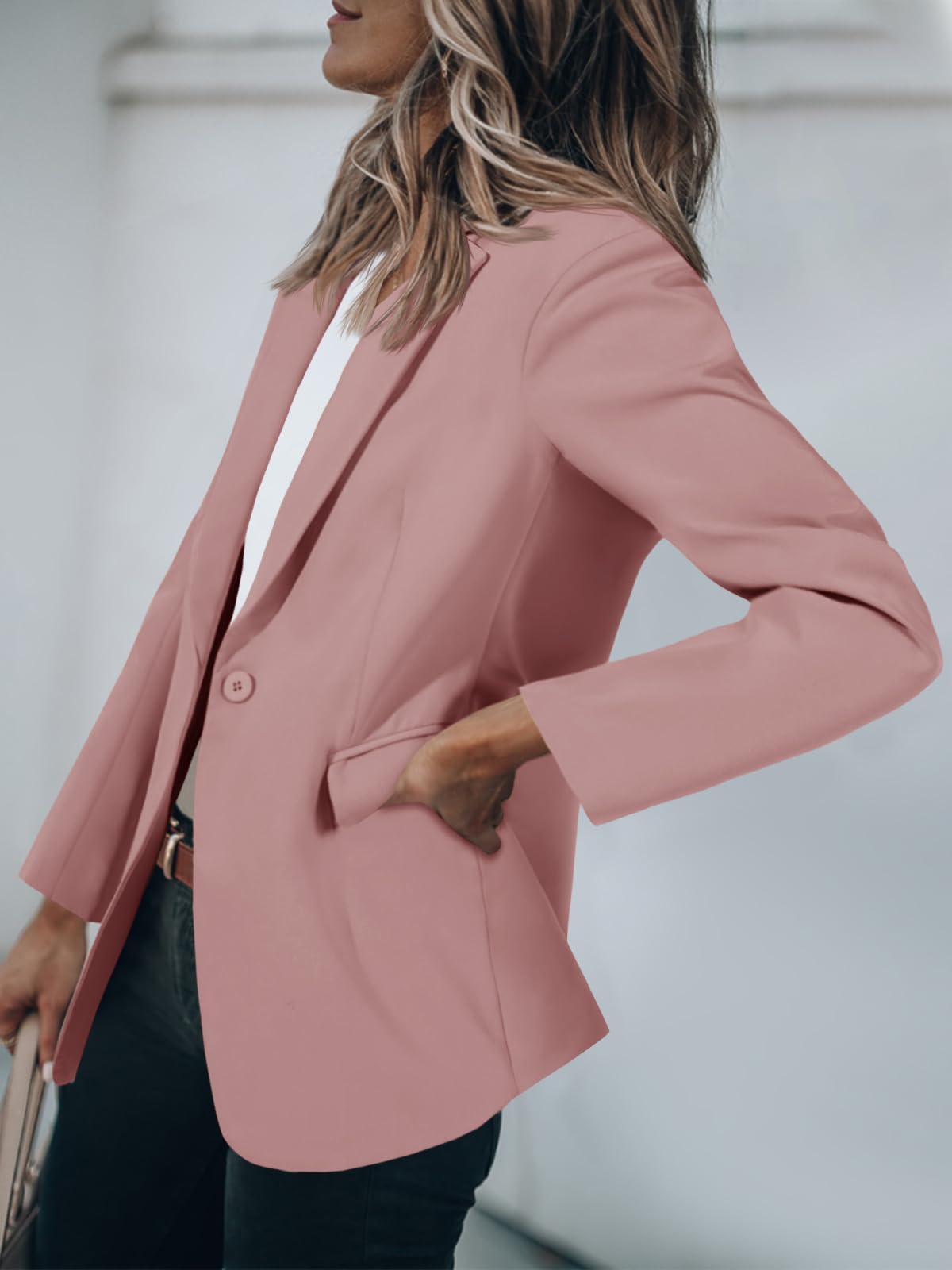 Foto 4 pulgar | Blazer Cicy Bell Para Mujer, Casual, Con Frente Abierto, Oficina, Trabajo, Color Rosa Nude - Venta Internacional.