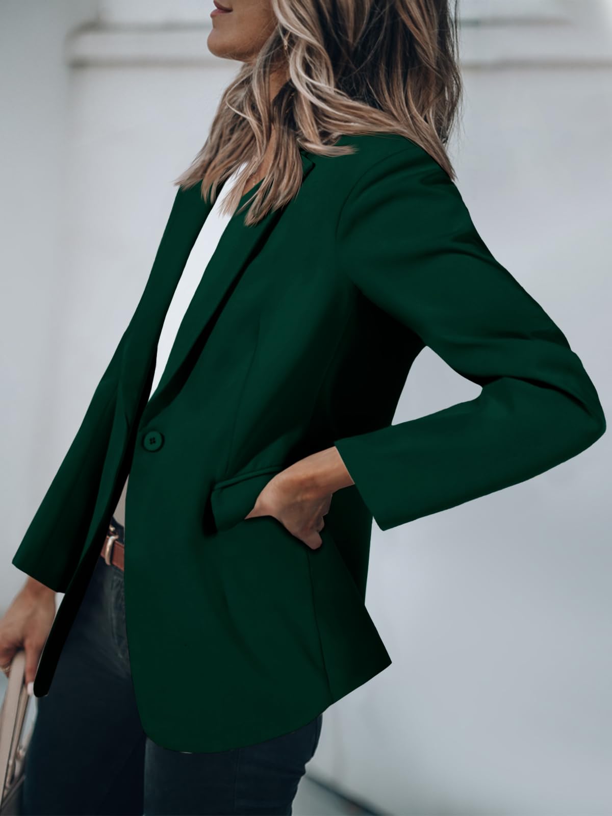 Foto 4 pulgar | Blazer Cicy Bell Para Mujer, Casual, Con Parte Delantera Abierta, Verde Oscuro - Venta Internacional.