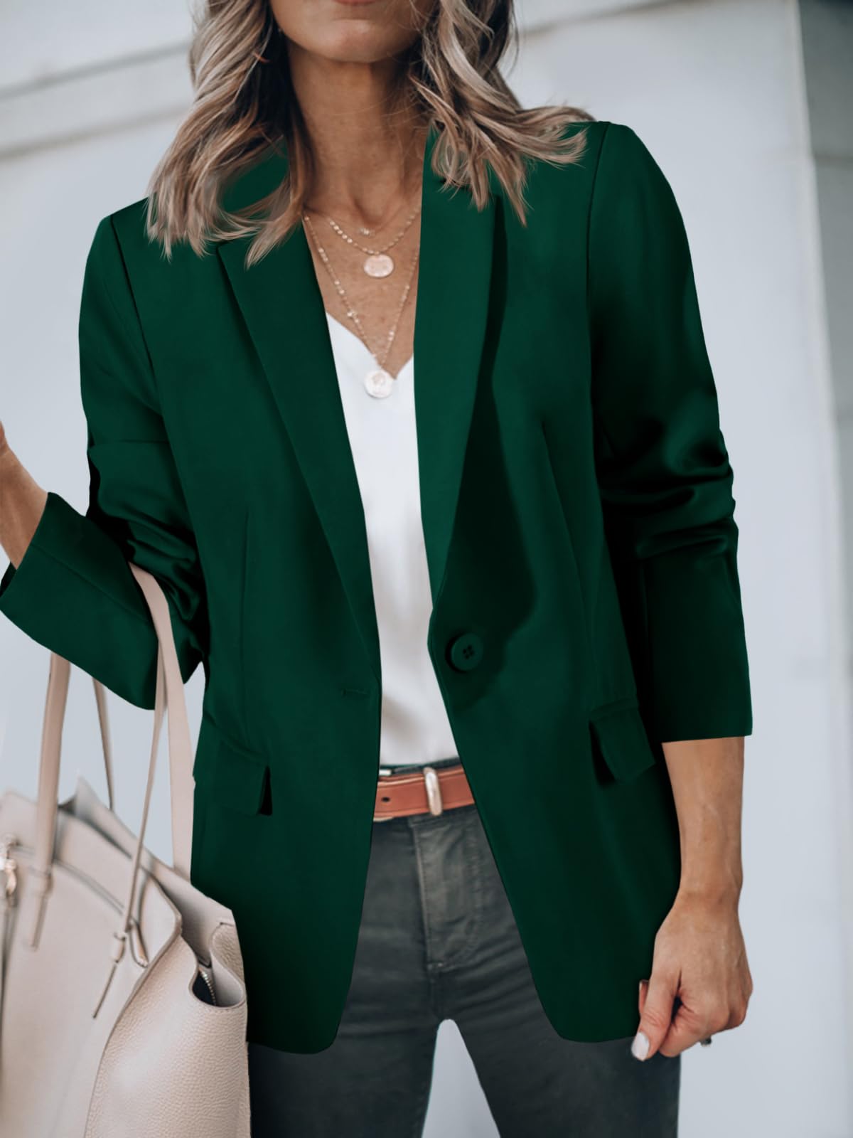 Foto 4 | Blazer Cicy Bell Para Mujer, Casual, Con Parte Delantera Abierta, Verde Oscuro - Venta Internacional.