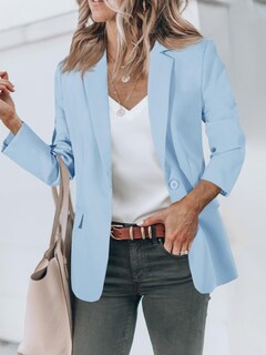Foto 2 | Blazer Cicky Bell Para Mujer, Casual, Con Frente Abierto, Oficina, Trabajo, Azul Cielo - Venta Internacional.