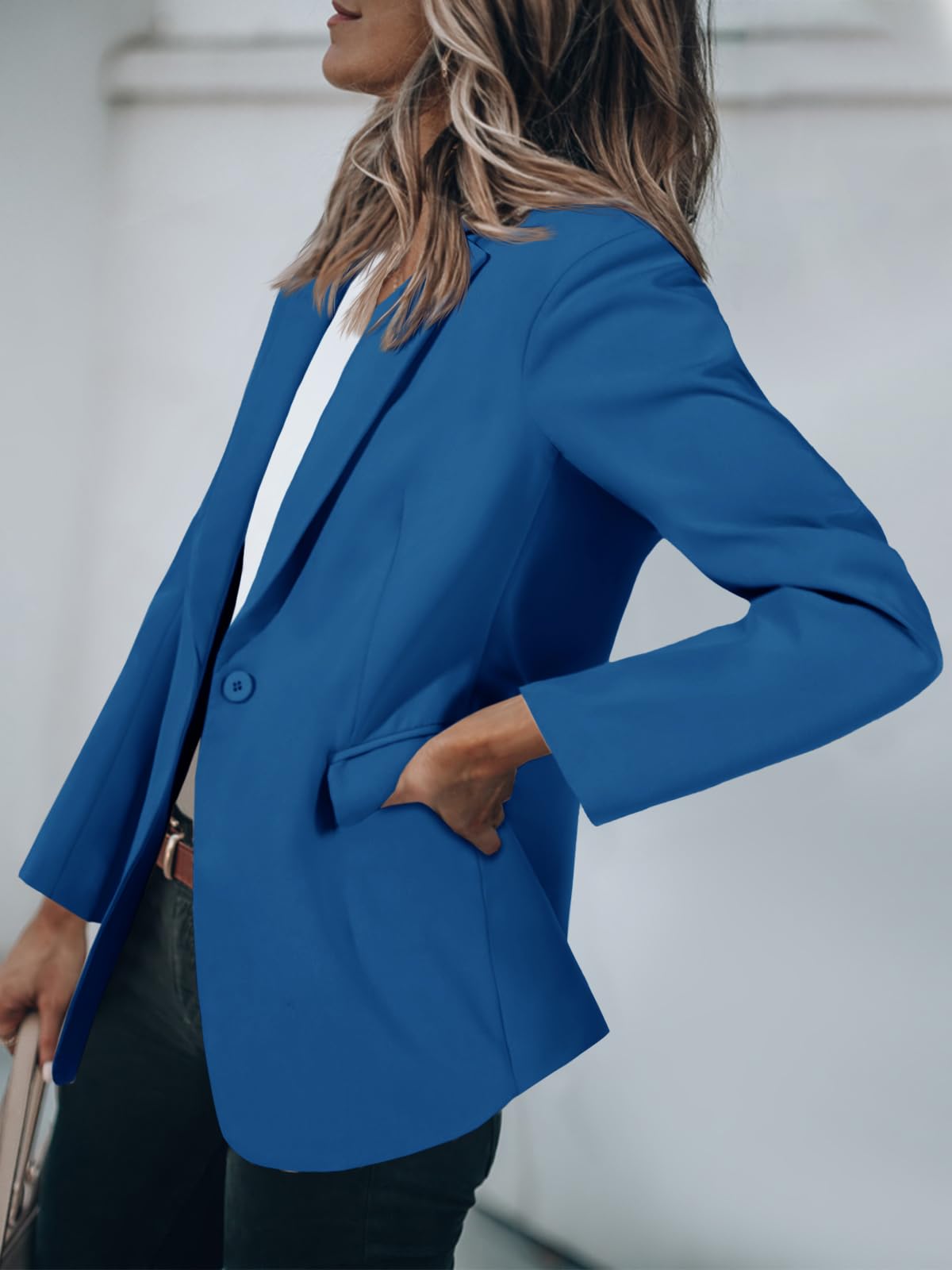 Foto 4 pulgar | Blazer Cicy Bell Para Mujer, Casual, Con Parte Delantera Abierta, Azul Real - Venta Internacional.