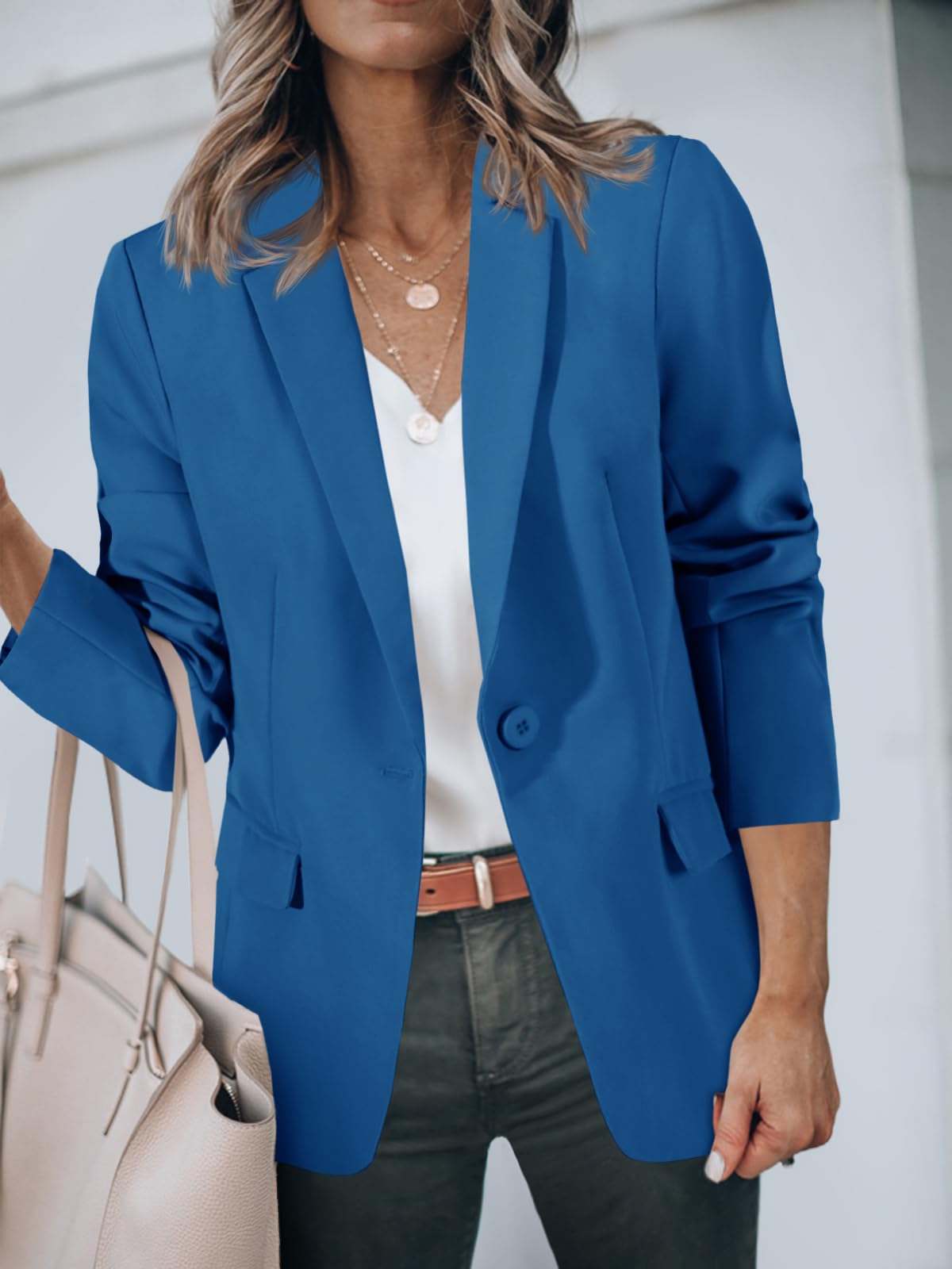 Foto 5 pulgar | Blazer Cicy Bell Para Mujer, Casual, Con Parte Delantera Abierta, Azul Real - Venta Internacional.