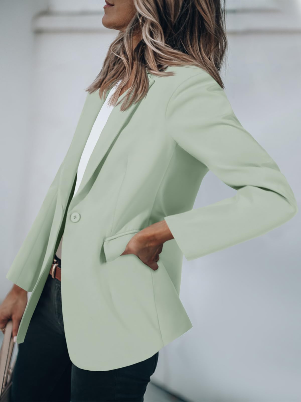 Foto 4 pulgar | Blazer Cicy Bell Para Mujer, Casual, Con Frente Abierto, Verde Claro - Venta Internacional.