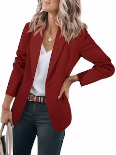 Foto 1 | Blazer Cicy Bell Para Mujer, Manga Larga, Parte Delantera Abierta, Color Burdeos - Venta Internacional.