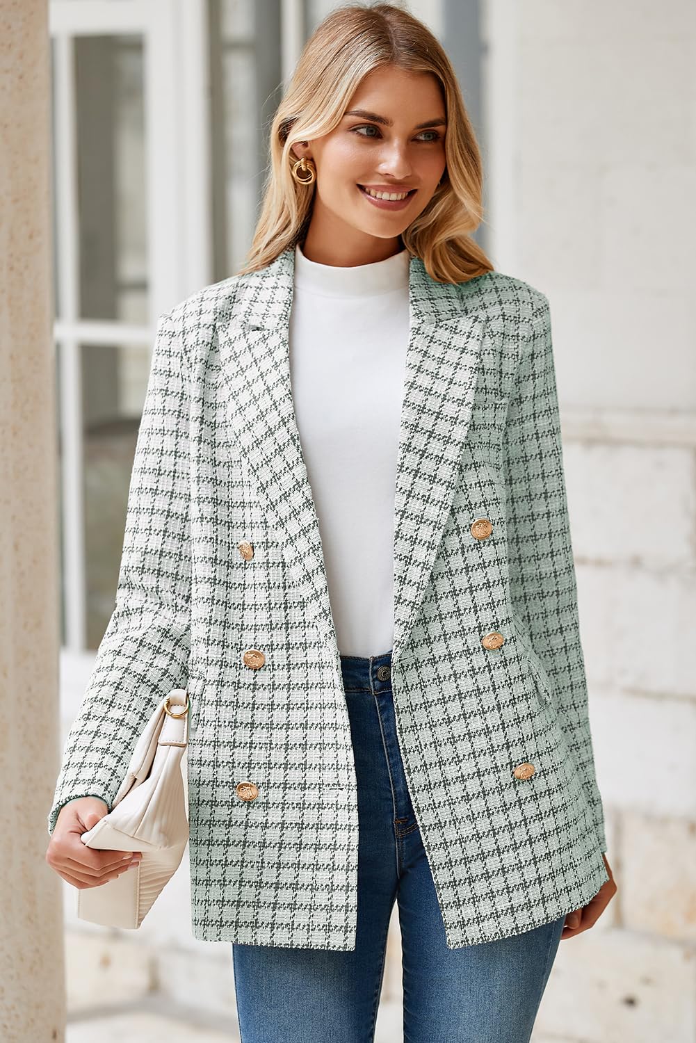 Foto 3 | Blazer Happy Sailed Para Mujer, Cuello Con Solapa Y Doble Botonadura - Venta Internacional.