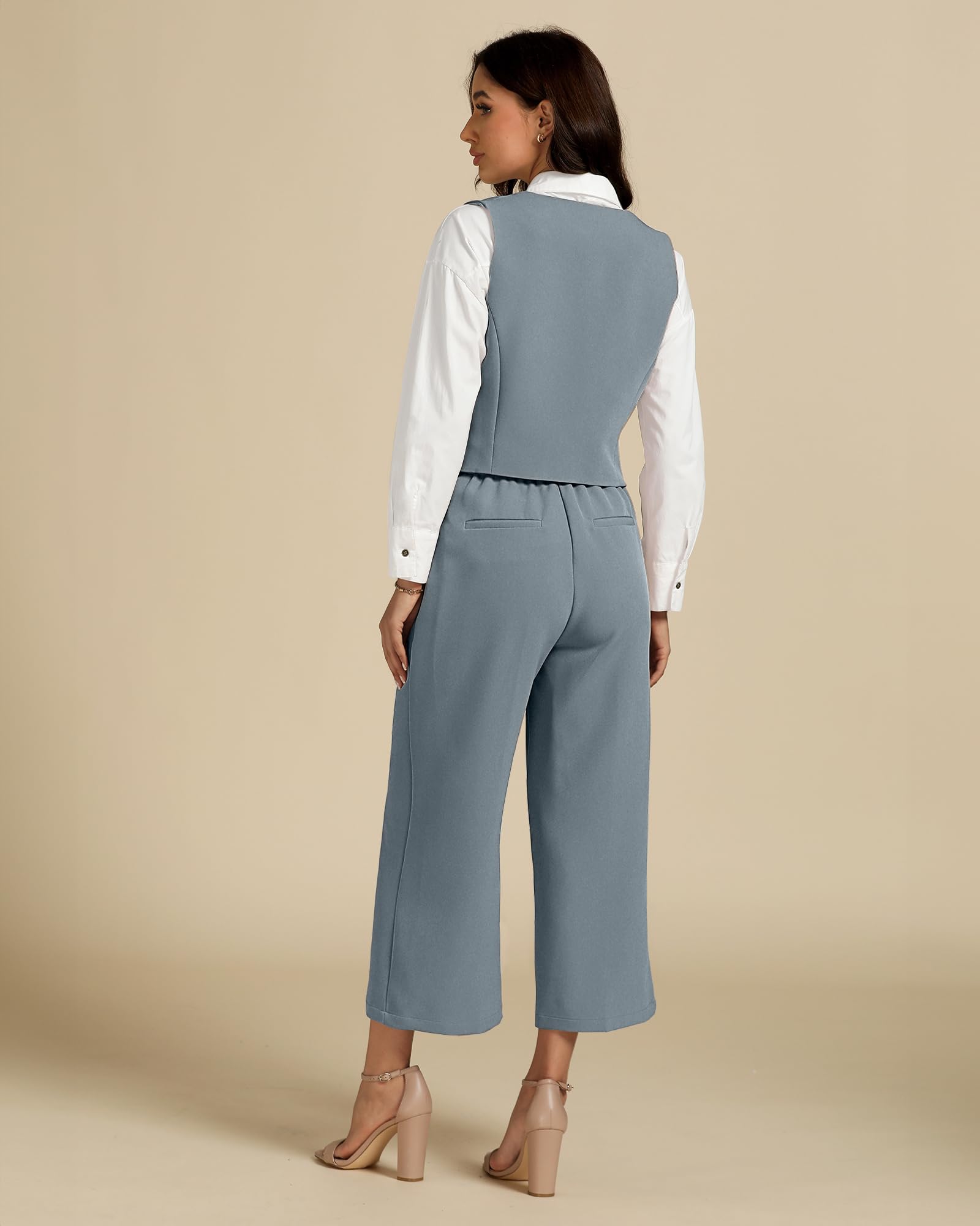 Foto 3 pulgar | Conjunto De Pantalones Luvamia De 2 Piezas Para Mujer, Gris De Verano, Talla L - Venta Internacional.