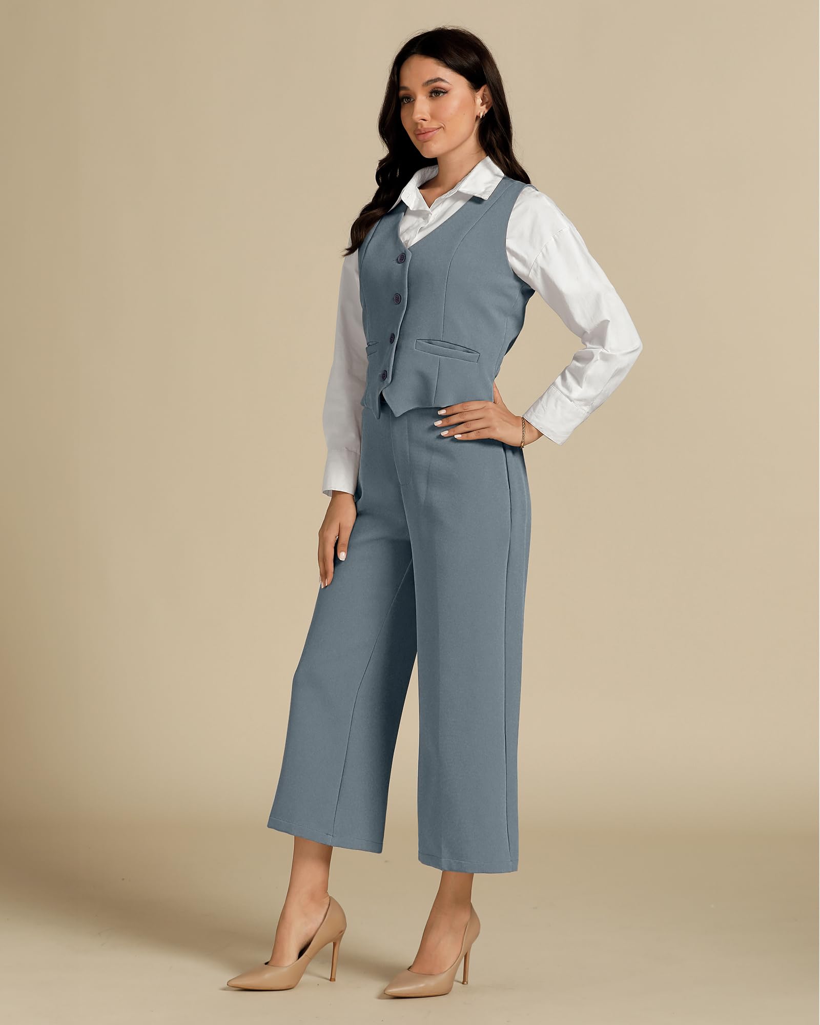 Foto 6 pulgar | Conjunto De Pantalones Luvamia De 2 Piezas Para Mujer, Gris De Verano, Talla L - Venta Internacional.