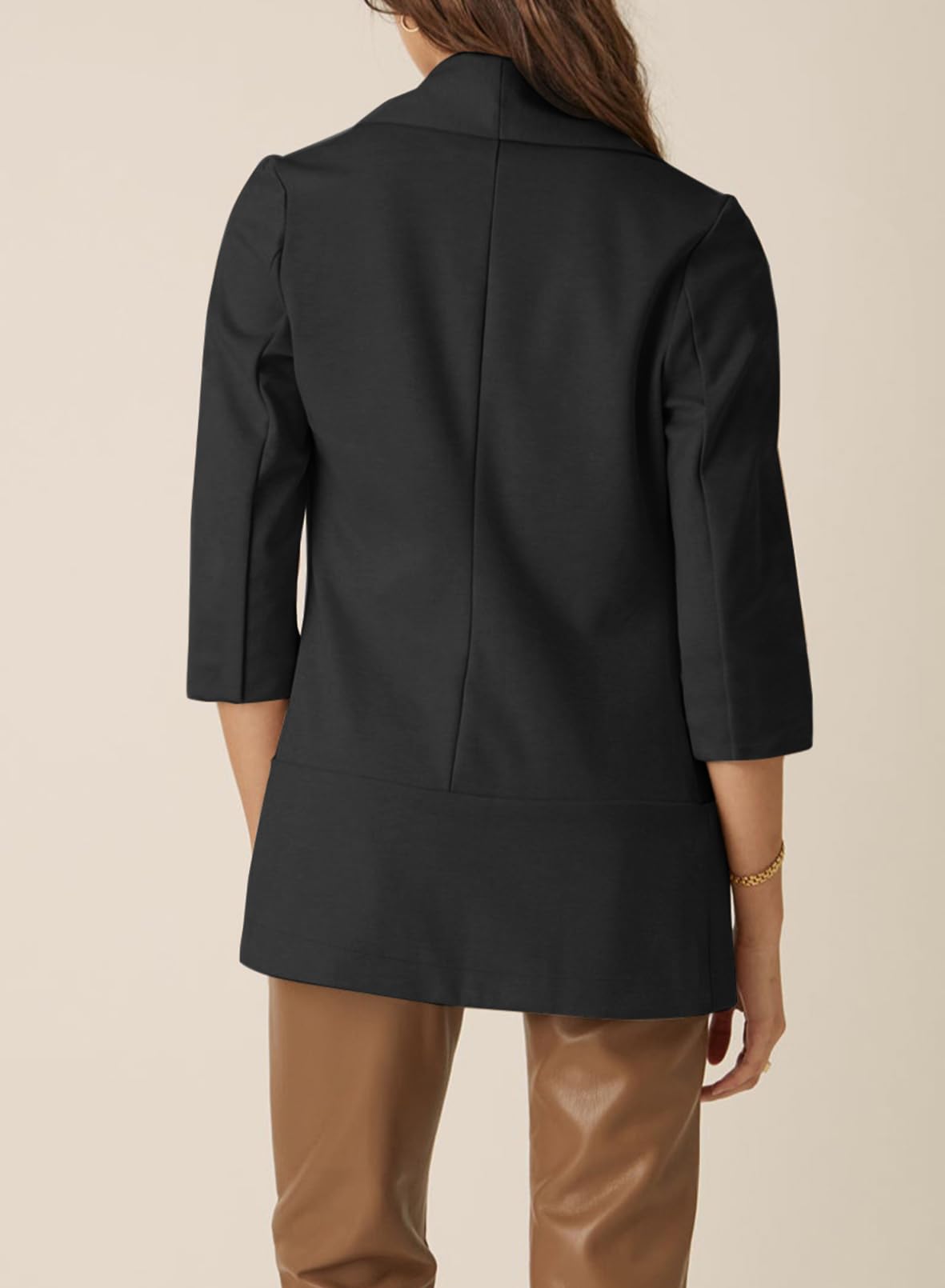 Foto 4 pulgar | Chaqueta Tipo Blazer Happy Sailed Con Parte Delantera Abierta Y Manga 3/4 Para Mujer - Venta Internacional.