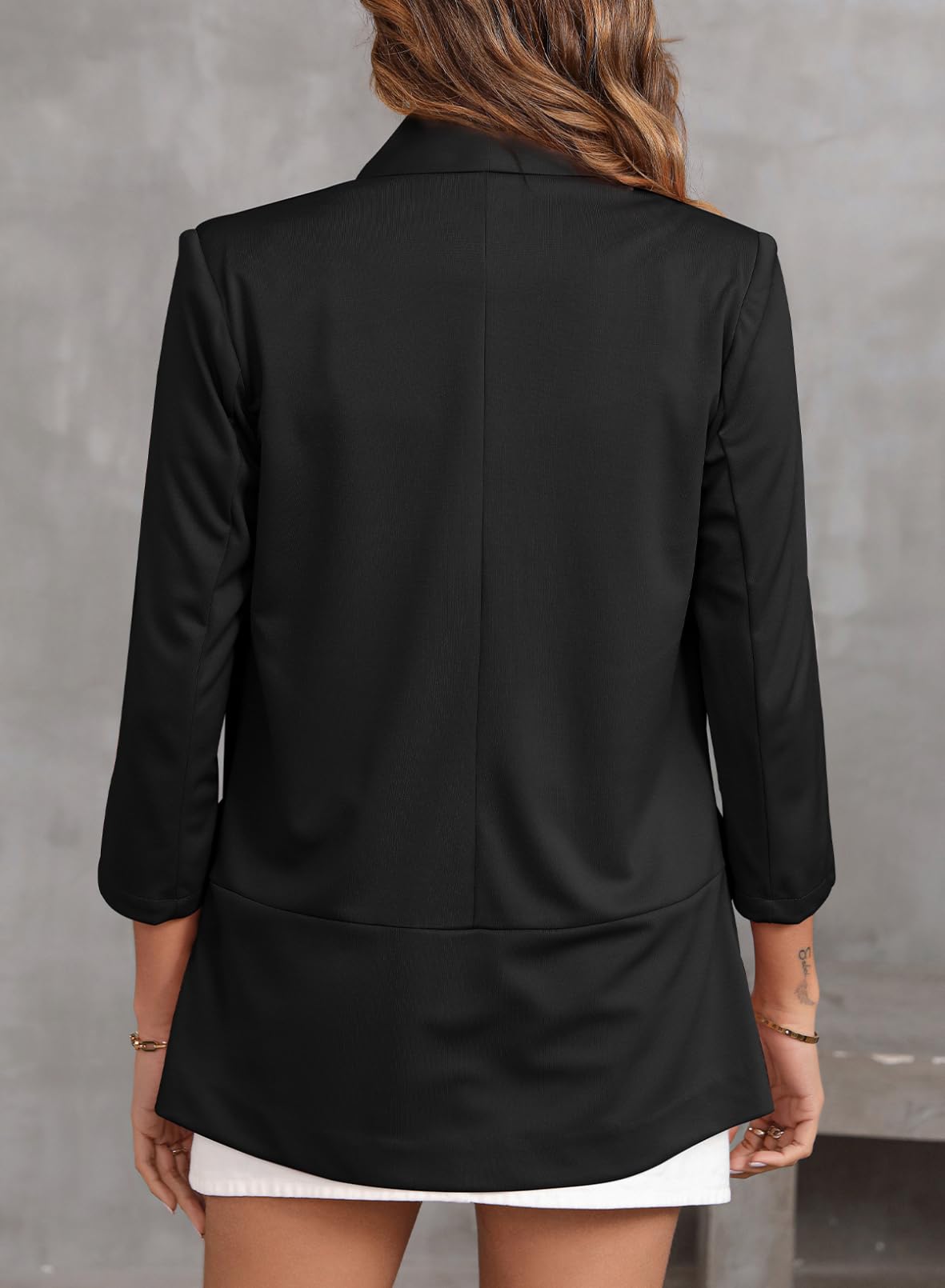 Foto 6 pulgar | Chaqueta Tipo Blazer Happy Sailed Con Parte Delantera Abierta Y Manga 3/4 Para Mujer - Venta Internacional.