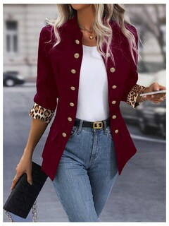 Foto 3 | Chaqueta Sweatyrocks De Poliéster Burdeos Con Botones Abiertos En La Parte Delantera Para Mujer - Venta Internacional.
