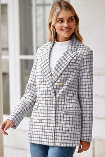 Foto 4 | Blazer Happy Sailed Tweed Para Mujer, Color Blanco, S - Venta Internacional.