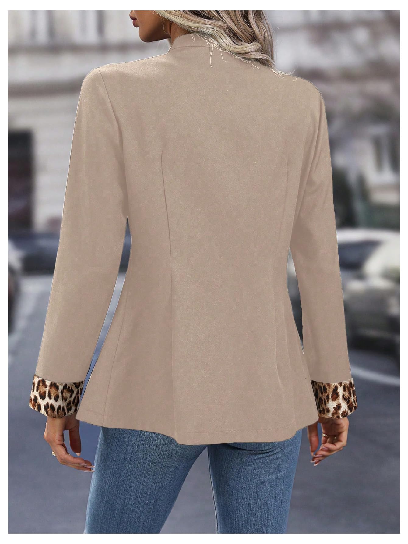 Foto 2 | Blazer Sweatyrocks Para Mujer, Con Botones Abiertos En La Oficina, Color Caqui - Venta Internacional.