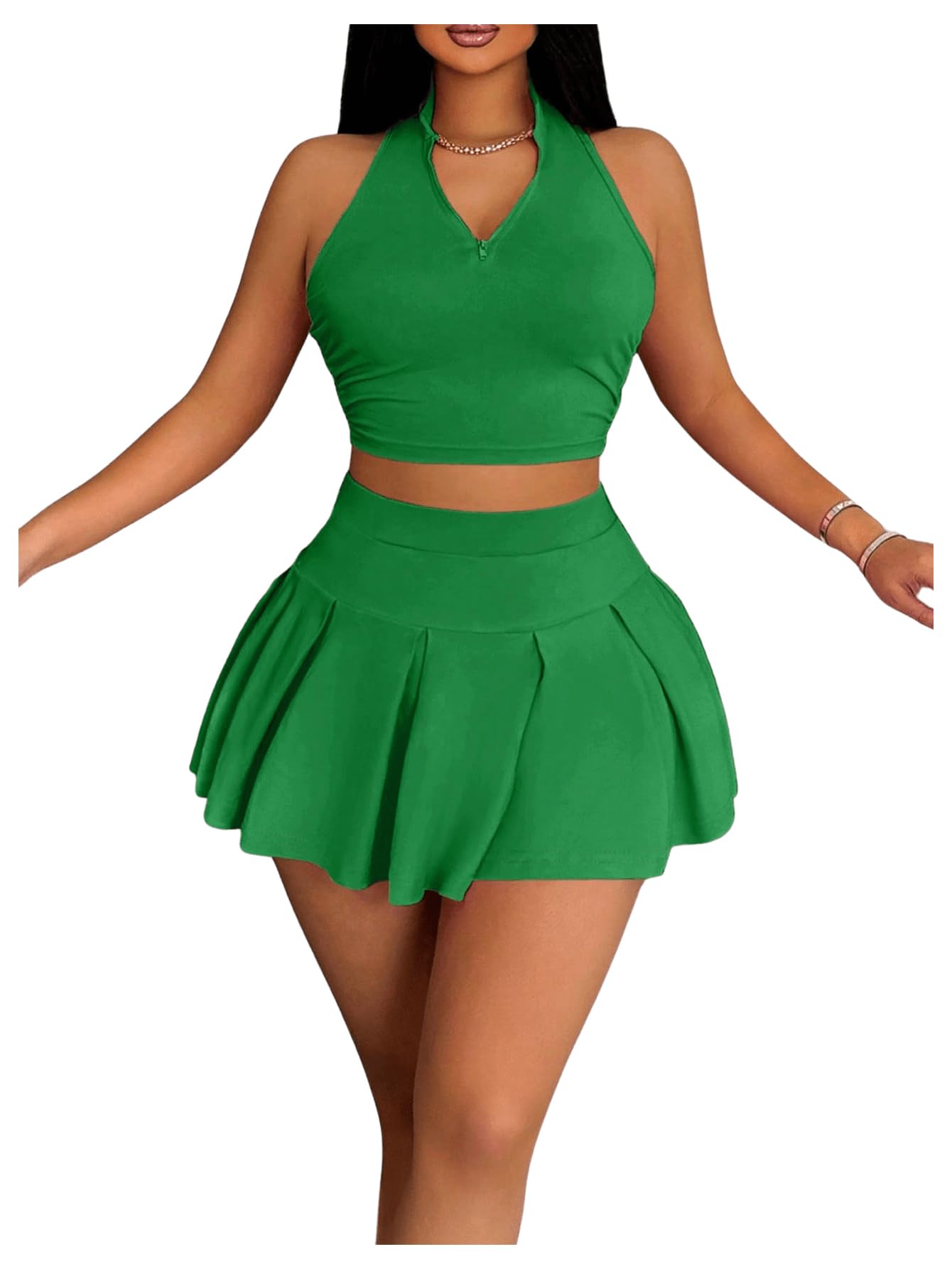 Foto 2 pulgar | Camiseta Corta Sin Mangas Y Falda Outfit Soly Hux Para Verano, De 2 Piezas, Para Mujer - Venta Internacional.