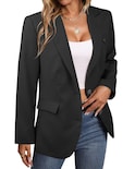 Chaqueta Casual Blazer Ecowish Para Mujer Con Solapa Y Manga Larga, Color Negro - Venta Internacional.