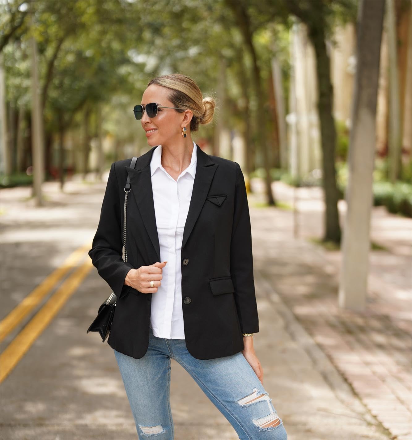 Foto 6 pulgar | Chaqueta Casual Blazer Ecowish Para Mujer Con Solapa Y Manga Larga, Color Negro - Venta Internacional.