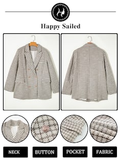 Foto 7 | Chaqueta Tipo Blazer Happy Sailed Tweed Con Doble Botonadura Para Mujer - Venta Internacional.