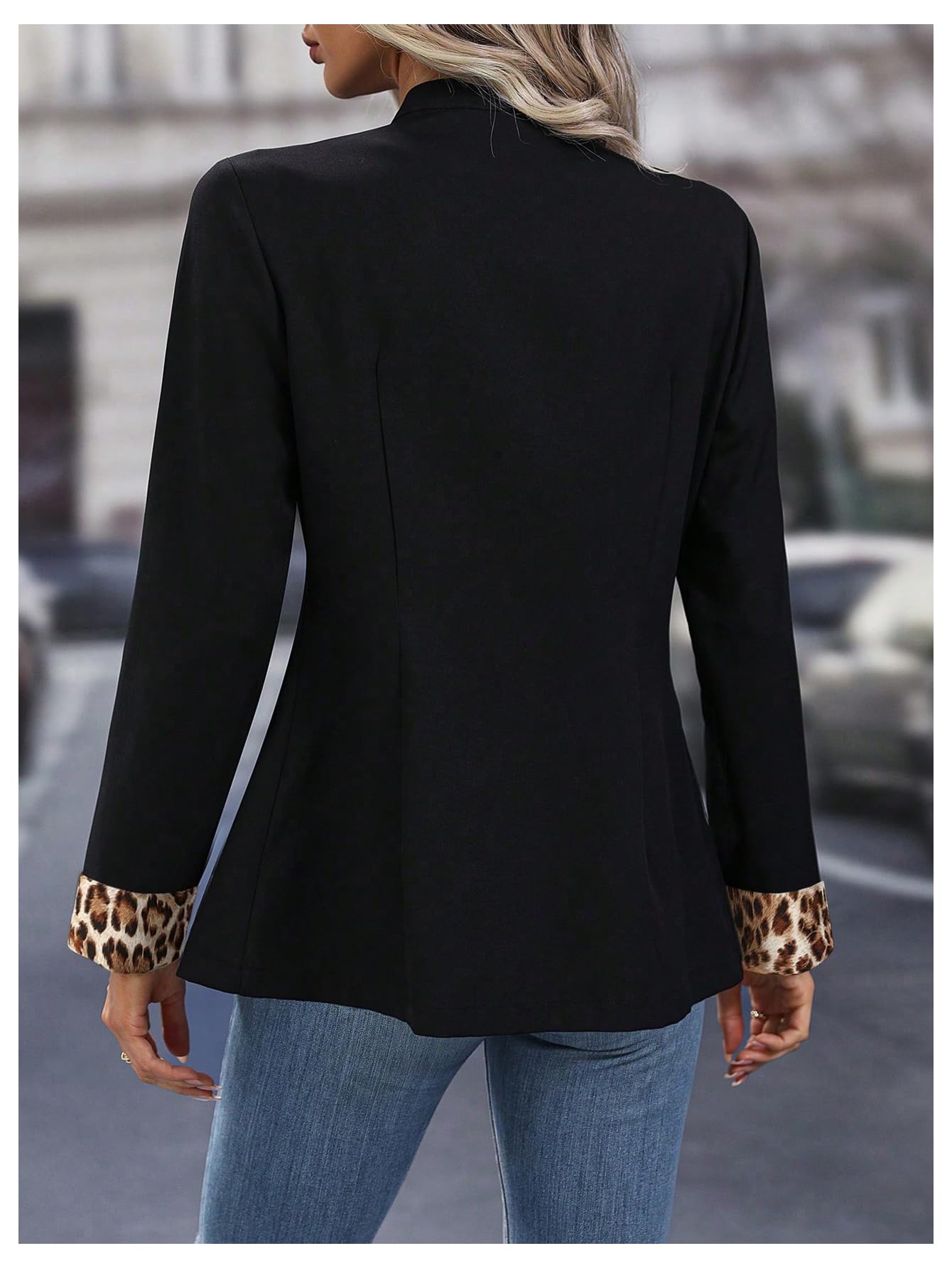 Foto 3 pulgar | Blazer Sweatyrocks Para Mujer, Diseño De Leopardo, Con Botones Abiertos En La Parte Delantera - Venta Internacional.