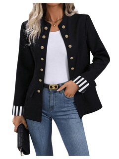 Foto 1 | Blazer Sweatyrocks De Poliéster Negro Con Botones Abiertos En La Parte Delantera Para Mujer - Venta Internacional.