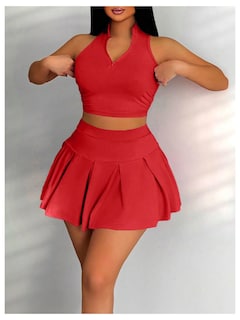 Foto 5 | Camiseta Corta Sin Mangas Y Falda Outfit Soly Hux Para Verano, De 2 Piezas, Para Mujer - Venta Internacional.
