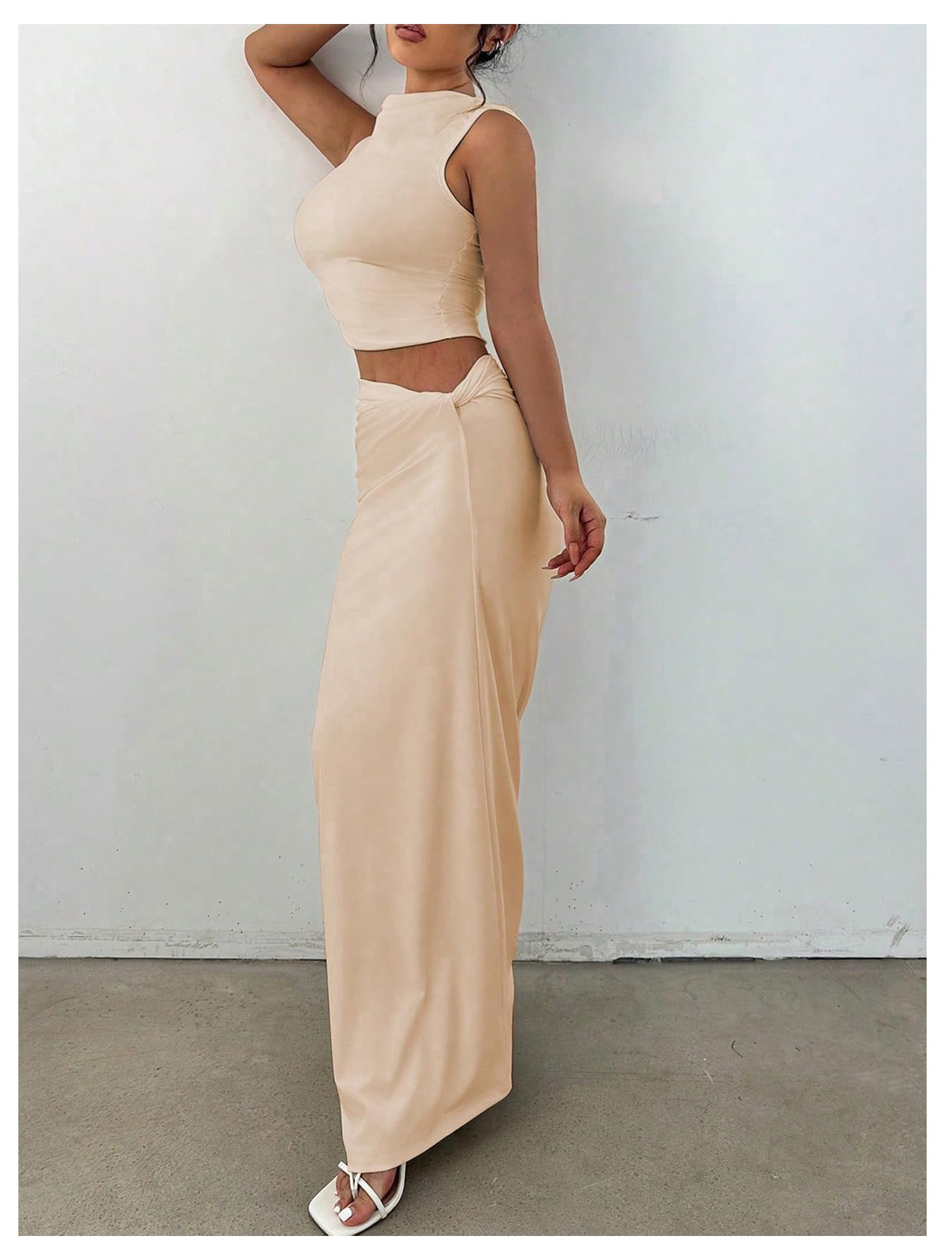 Foto 6 | Conjunto De Falda Verdusa Albaricot Para Mujer Con Cuello Alto Sin Mangas - Venta Internacional.