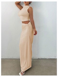 Foto 6 | Conjunto De Falda Verdusa Albaricot Para Mujer Con Cuello Alto Sin Mangas - Venta Internacional.