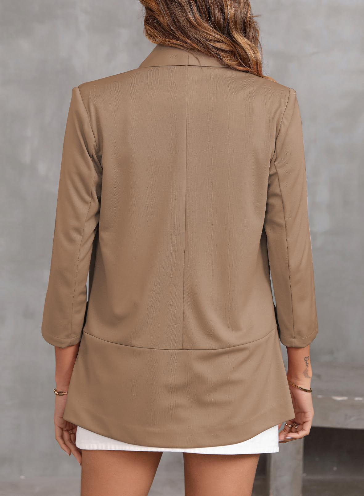 Foto 7 pulgar | Chaqueta Tipo Blazer Happy Sailed Con Parte Delantera Abierta Y Manga 3/4 Para Mujer - Venta Internacional.