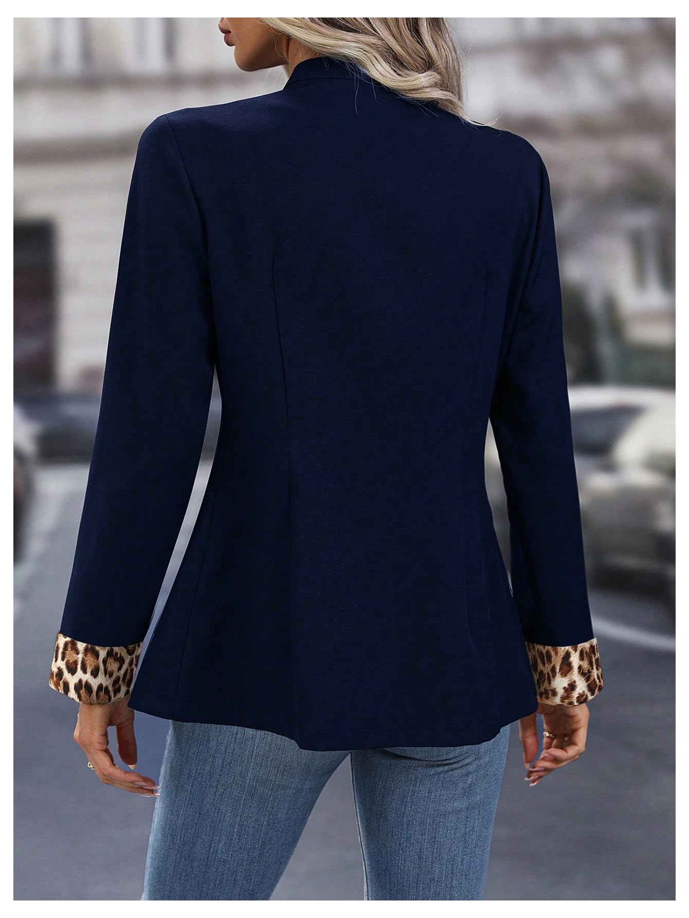 Foto 2 | Blazer Sweatyrocks Para Mujer Con Botones Abiertos En La Parte Delantera, Azul Oscuro - Venta Internacional.