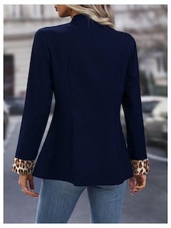 Foto 2 | Blazer Sweatyrocks Para Mujer Con Botones Abiertos En La Parte Delantera, Azul Oscuro - Venta Internacional.