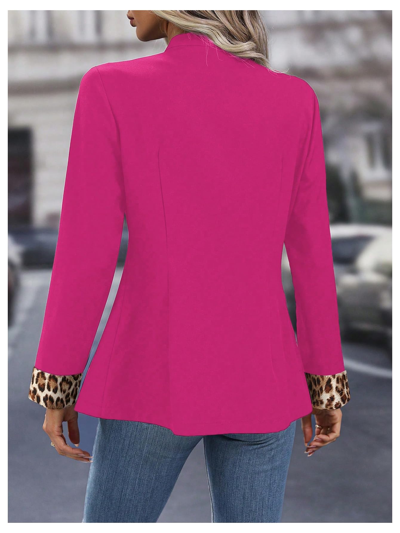 Foto 2 | Blazer Sweatyrocks Para Mujer, Con Botones Abiertos En La Parte Delantera, Poliéster Rosa Intenso - Venta Internacional