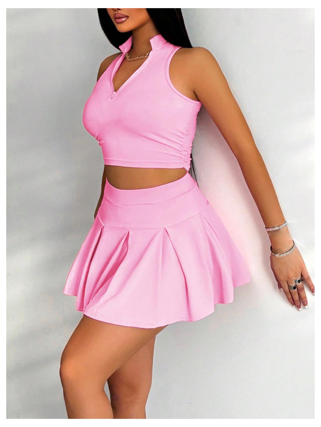 Foto 4 pulgar | Camiseta Corta Sin Mangas Y Falda Outfit Soly Hux Para Verano, De 2 Piezas, Para Mujer - Venta Internacional.