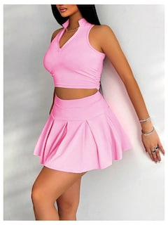 Foto 3 | Camiseta Corta Sin Mangas Y Falda Outfit Soly Hux Para Verano, De 2 Piezas, Para Mujer - Venta Internacional.
