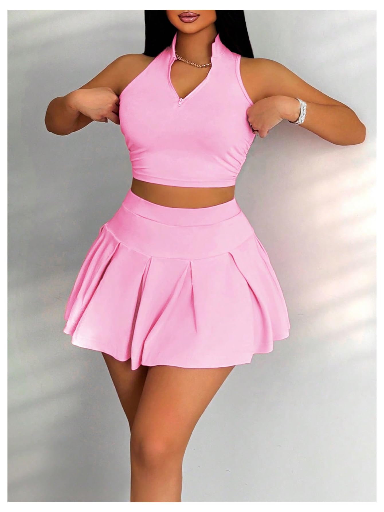 Foto 6 pulgar | Camiseta Corta Sin Mangas Y Falda Outfit Soly Hux Para Verano, De 2 Piezas, Para Mujer - Venta Internacional.