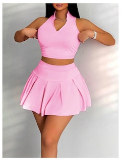 Foto 5 | Camiseta Corta Sin Mangas Y Falda Outfit Soly Hux Para Verano, De 2 Piezas, Para Mujer - Venta Internacional.